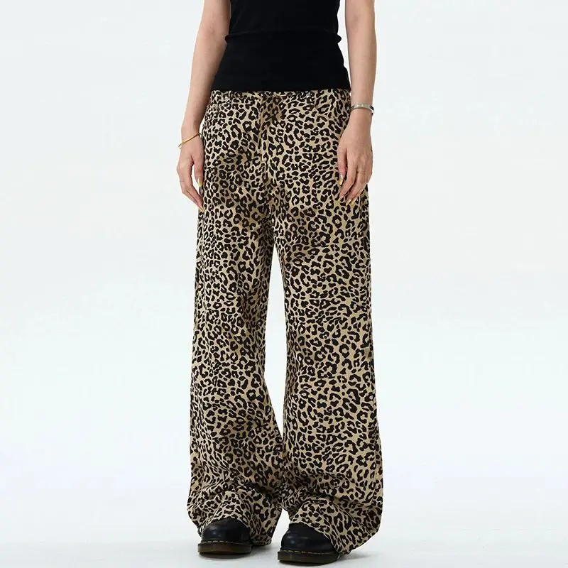 IEFB Herenjeans met luipaardprint Amerikaans vintage design Cleanfit Sle Niet-zinkbaar Neutraal Polyde Stof Dstring Opening