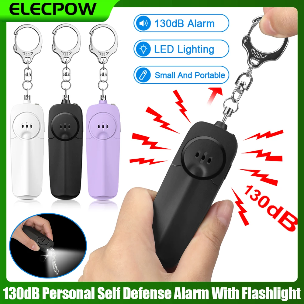 elecpow personal self defense alarm keychain lanterna led anti lobo proteger a seguranca alerta de emergencia menina mulheres crianca 130db 01