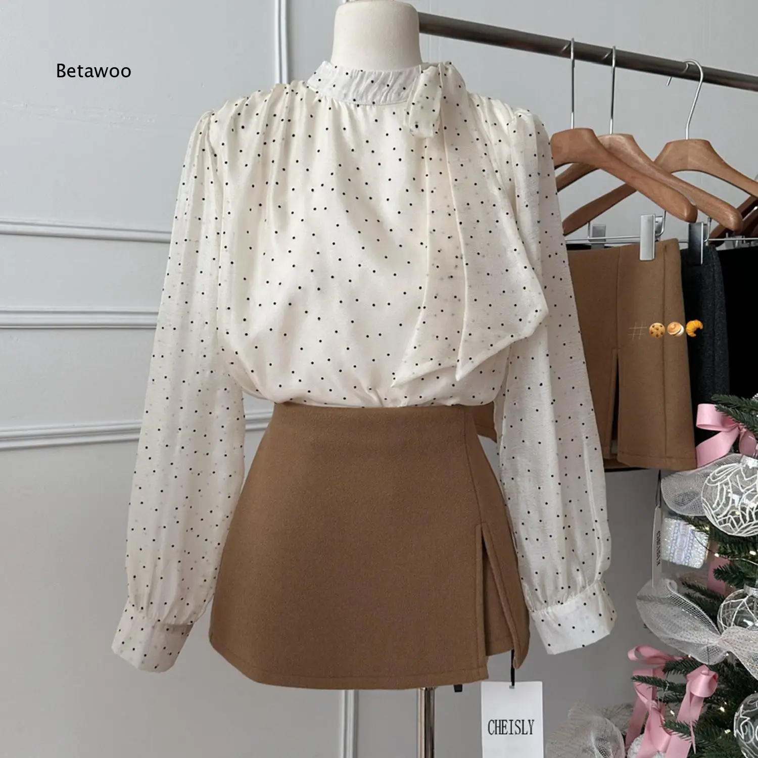 Womens high waist a line wool blend skirt double layer split design skort anti exposure short bottom elegant versatile wear