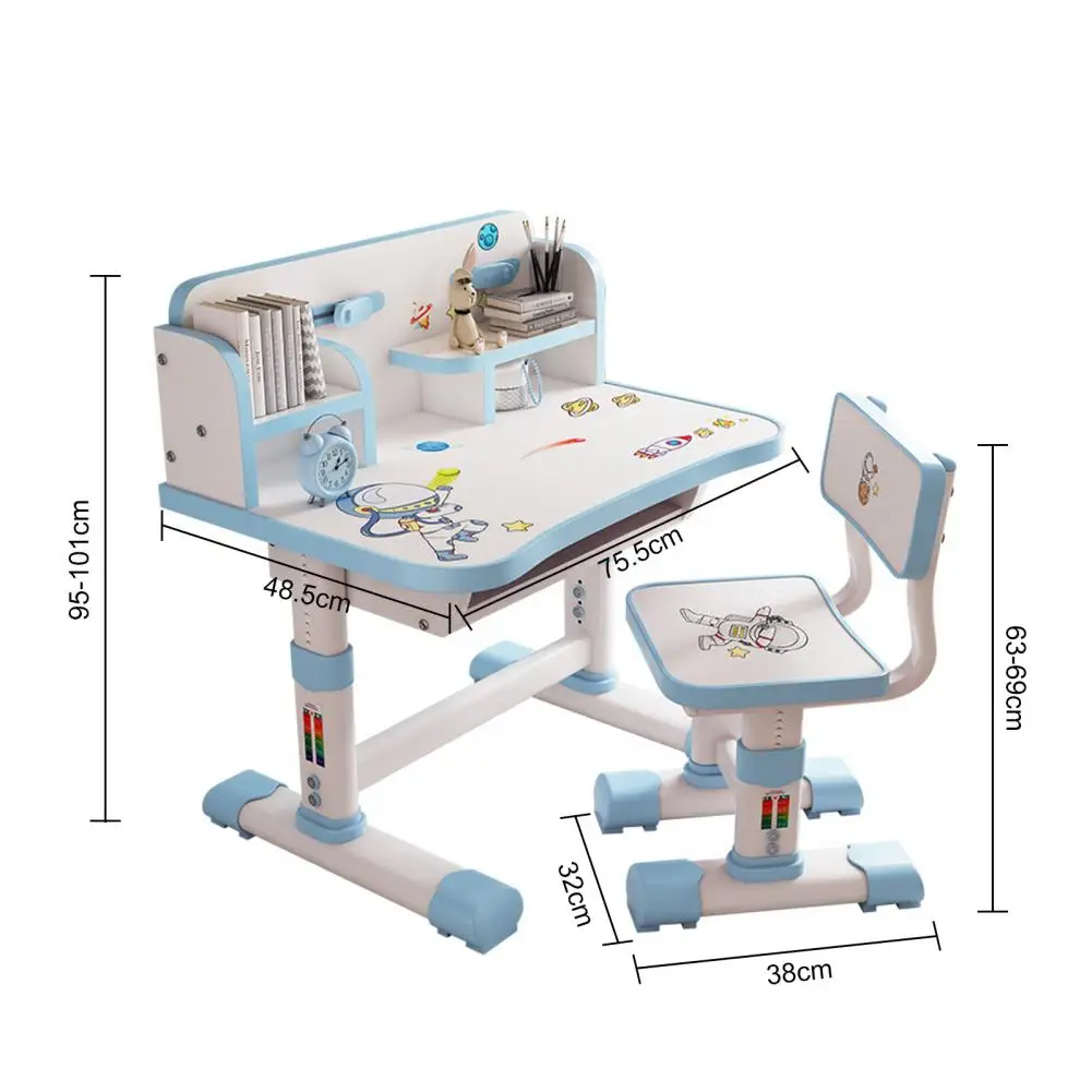 Kids Functional Desk and Chair Set Ergonomic Desk Chair Height Adjustable Children School Study Table Chair Set