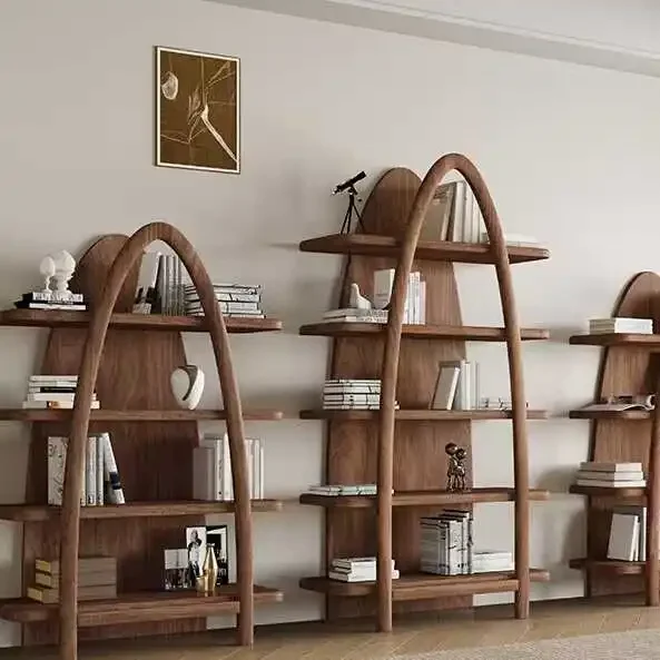 North American Black Walnut Bookshelf Shelf, Floor Display Cabinet Multi-layer Storage Rack