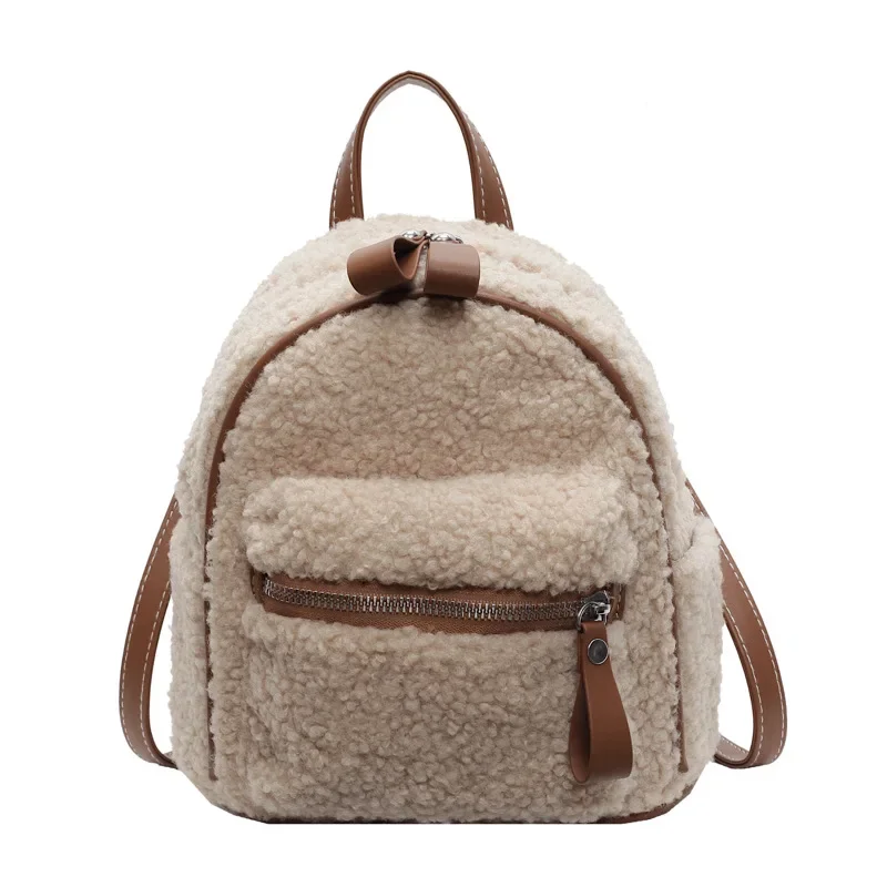 Kids Backpacks for Boy Lamb Hair Backpack Fashionable Cute Backpack Class Bags for Girl Mother Kids Bag Travel Bags Mochila Sac