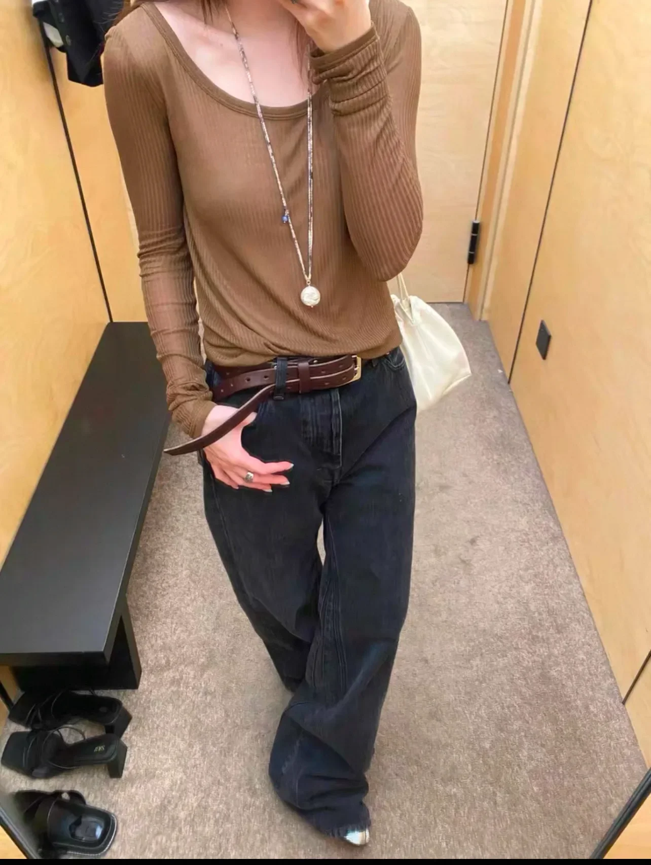 Ourlegacy Brown Double-Breasted Split Belt Multi-Shape Double Belt Neutral 24AW