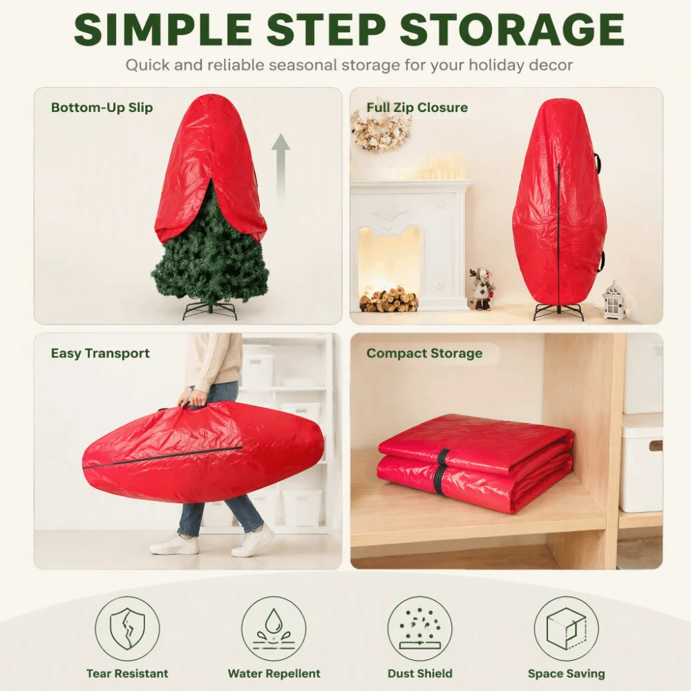 Waterproof Christmas Tree Storage Bag Dustproof Heavy Duty Protective Storage Pouch Oxford Cloth Sturdy Tear-Resistant