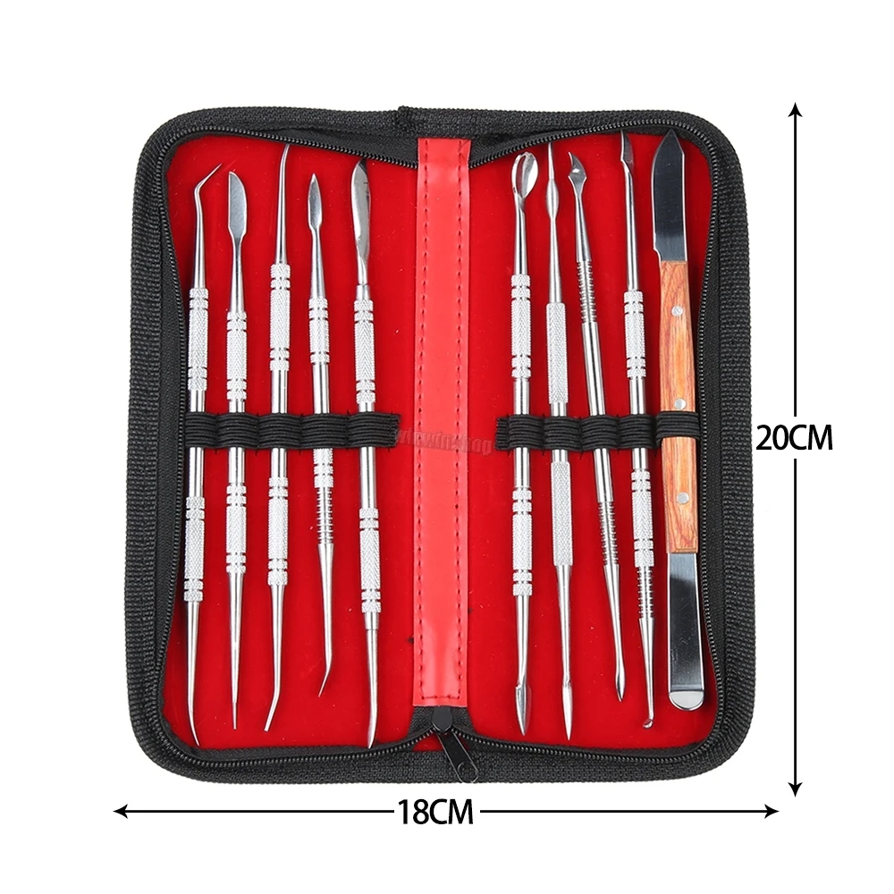 

10Pcs Dental Spatula Plaster Knife Practical Stainless Steel Versatile Teeth Wax Carving Tool Set Dental Instrument Dentist Tool