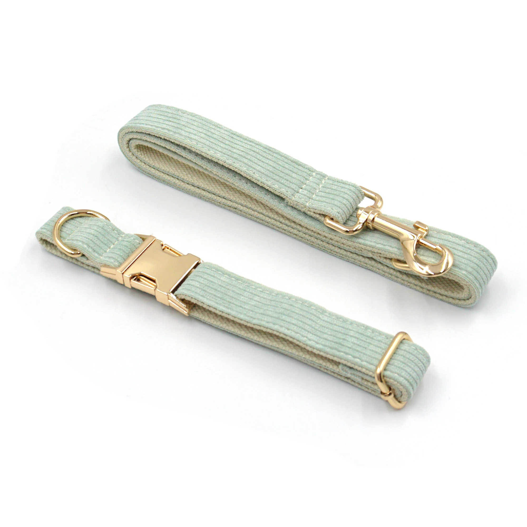 Mint Green Corduroy Cat Collar Personalized Anti-Lost Pet Collar for Small Medium Large Dogs Soft Pet Harness Leash Set with Bow