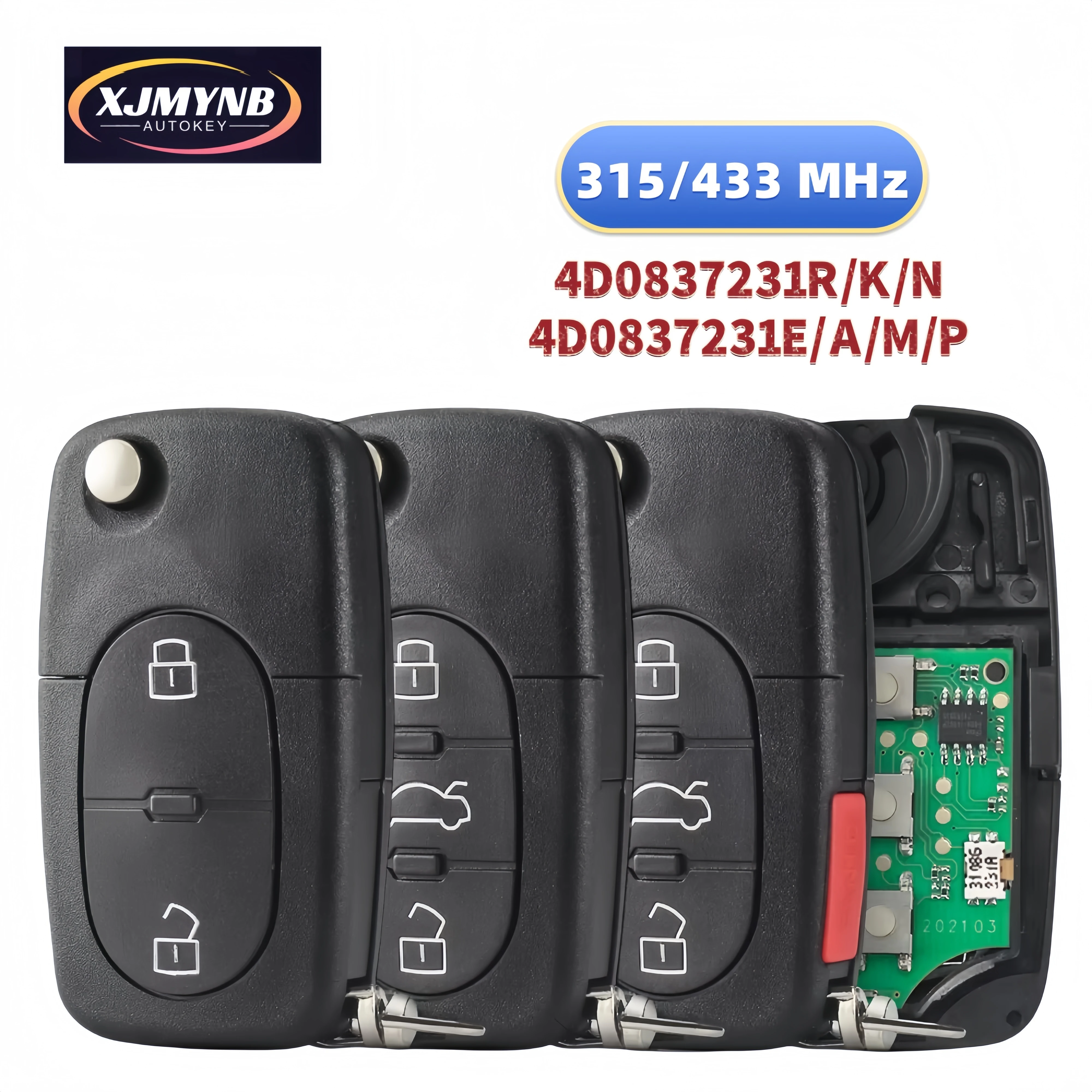 XJMYNB For Audi A3 A4 A6 A8 B5 TT RS4 Quattro 1994-2004 Old Models 315/433Mhz ID48 Chip HU66 Smart Remote Car Key 2/3/4 Buttons