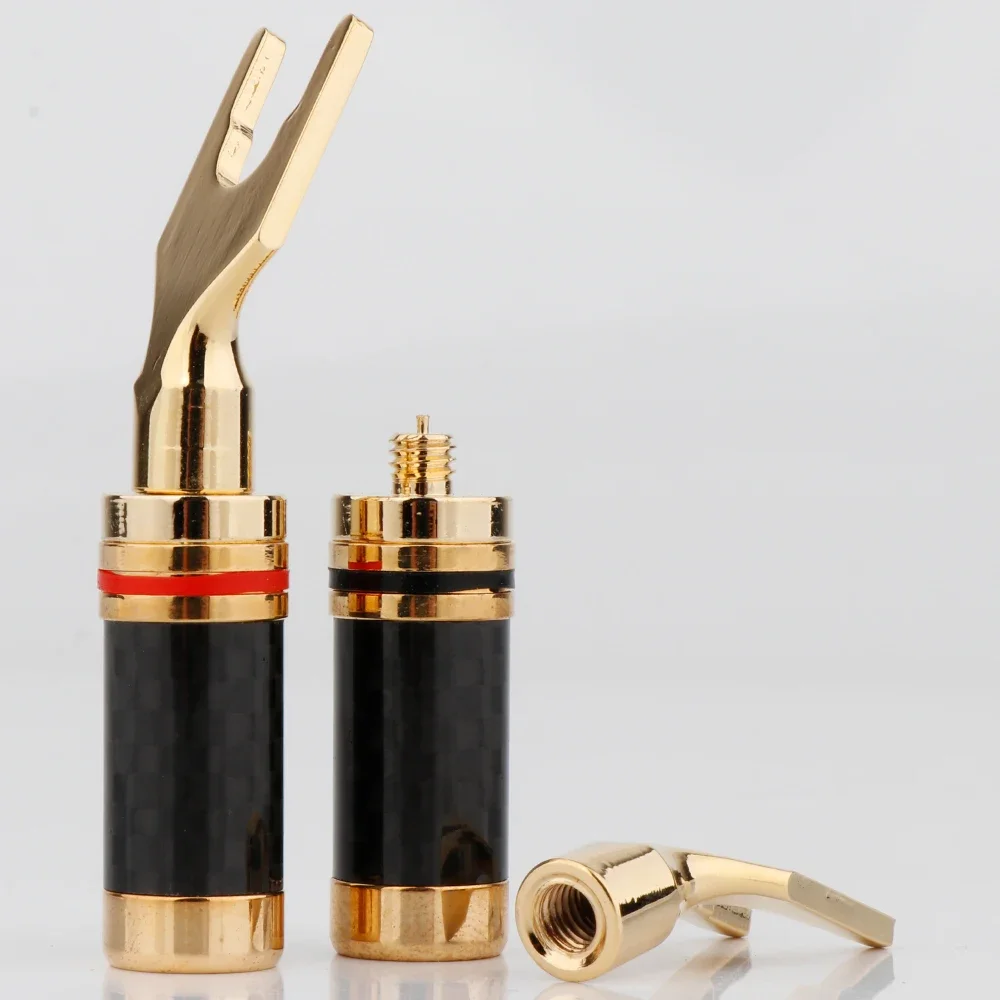 SY1532 Speaker Cable Copper Gold Plated Carbon Fiber spade plug Terminal Connector speaker cable Extension adapter Y plug