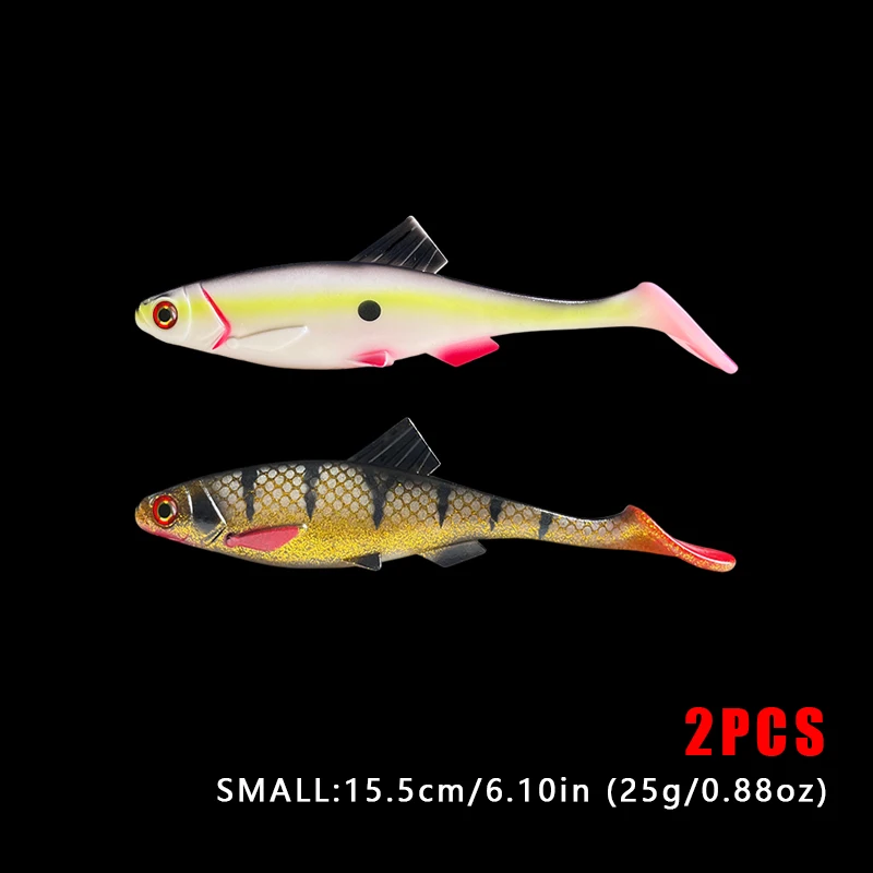 Weiche Plastikköder, lebensecht, 2 Stück, Bassköder, vormontierte Angeljigs für Süß- und Salzwasser, Paddle-Tail-Schwimmköder für Forellen – Detail 16