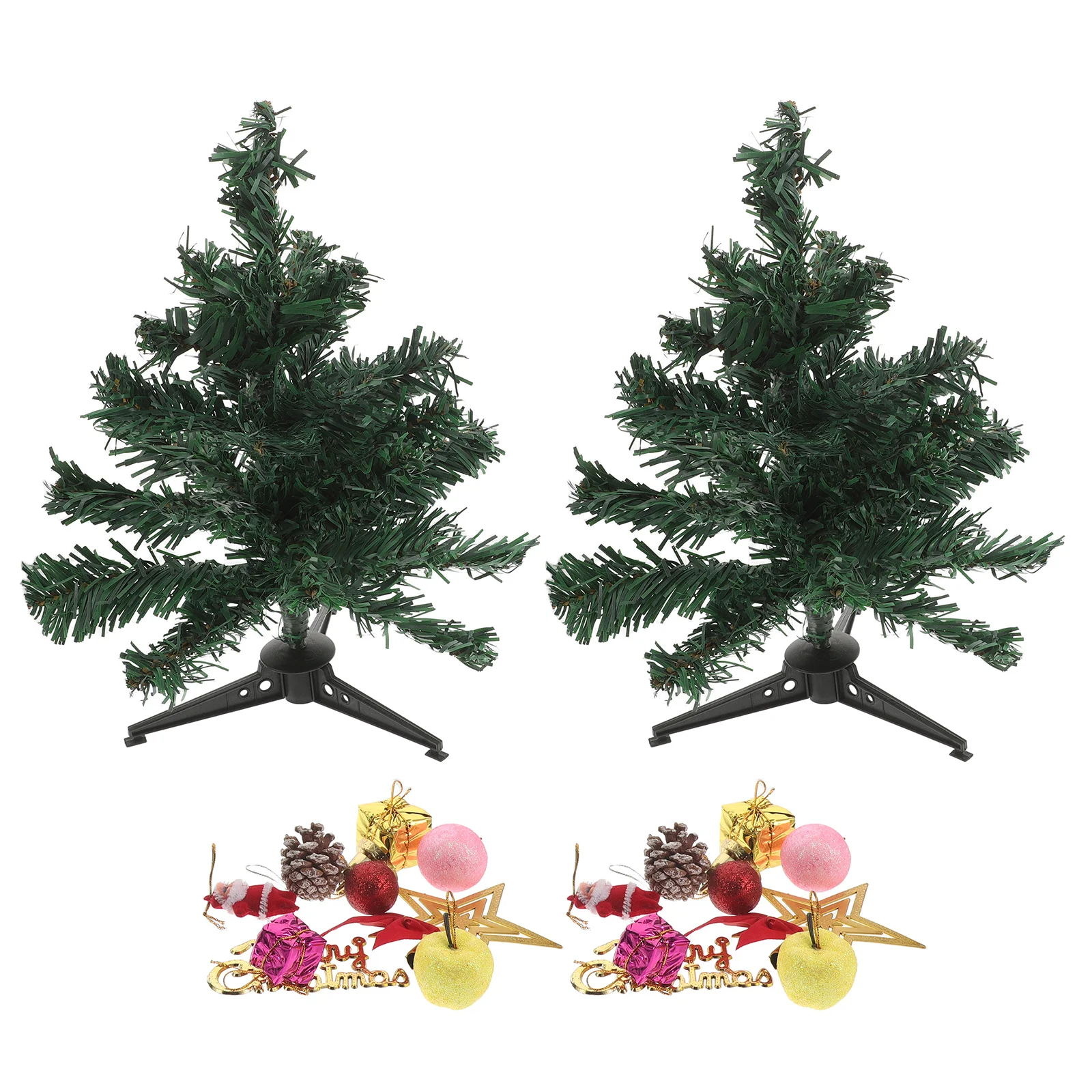 

2 set 2 Sets Mini Christmas Tree Decorations Artificial Pine Trees For Desktop Tabletop Holiday Display Small Xmas Trees Craft