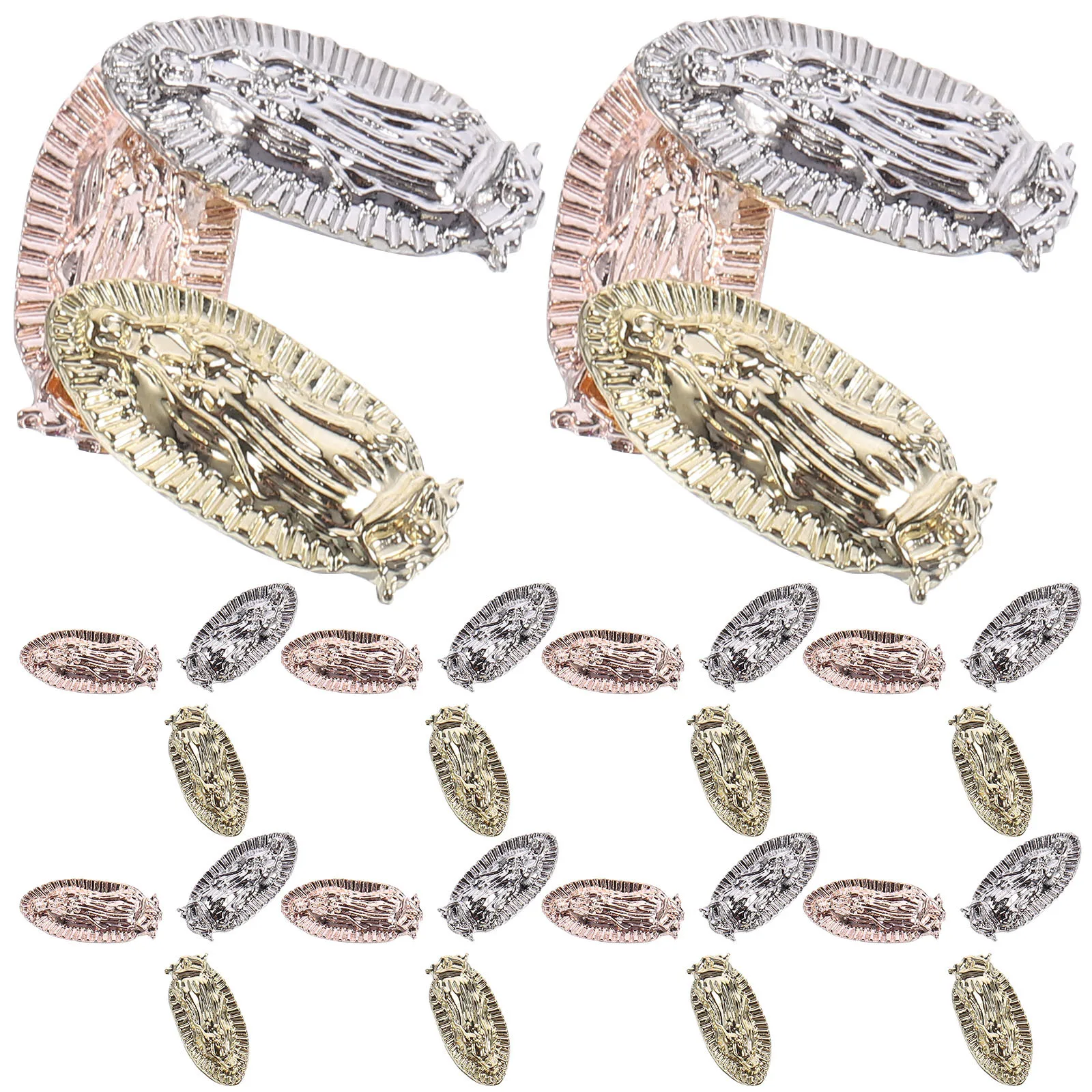 

20Pcs Embossed Nail Gems Mary Charms for Nail Art 3D Decoration Supplies Alloy Craft Accessories Western Style Design