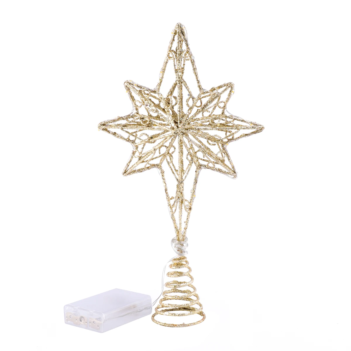 

Star Tree Topper Christmas Eight Pointed Gold Metal Ornament for Festive Holiday Decoration Party Event Treetop Decor