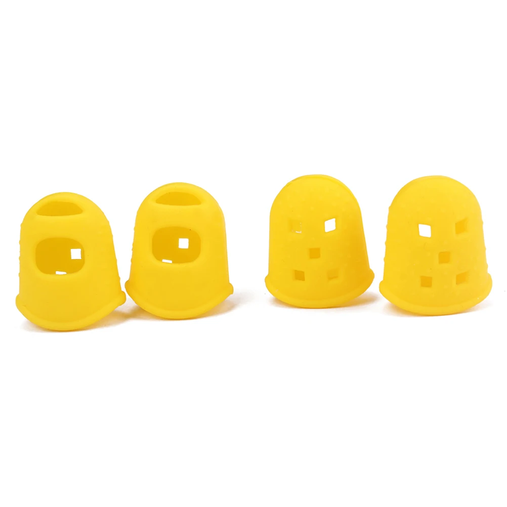 

4 Pcs Silicone Finger Cot Guitar Fingertip Protectors Thumb Covers Guards Office