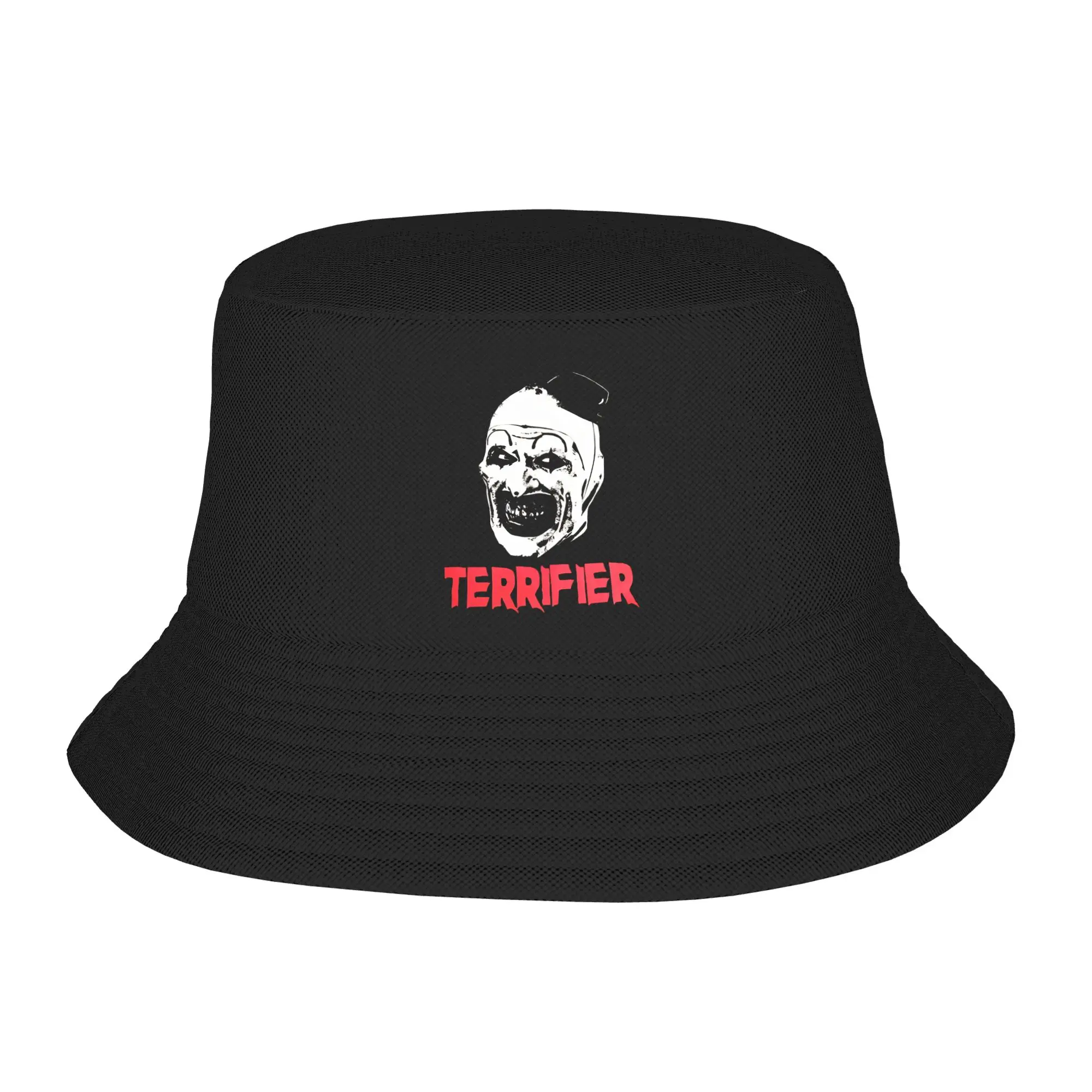 Schrecklicher Clown Bucket Hat Terrifier Harajuku Fisherman Caps Foldable Beach Travel Visor Hats For Women Vintage Custom Cap