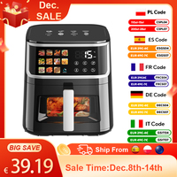 Patbrela Non-fat fryer 8L Large Hot Air Frye with Led Screen 11 Preset Functions Roast Bake Dehydrate Reheat Quiet Non-Stick