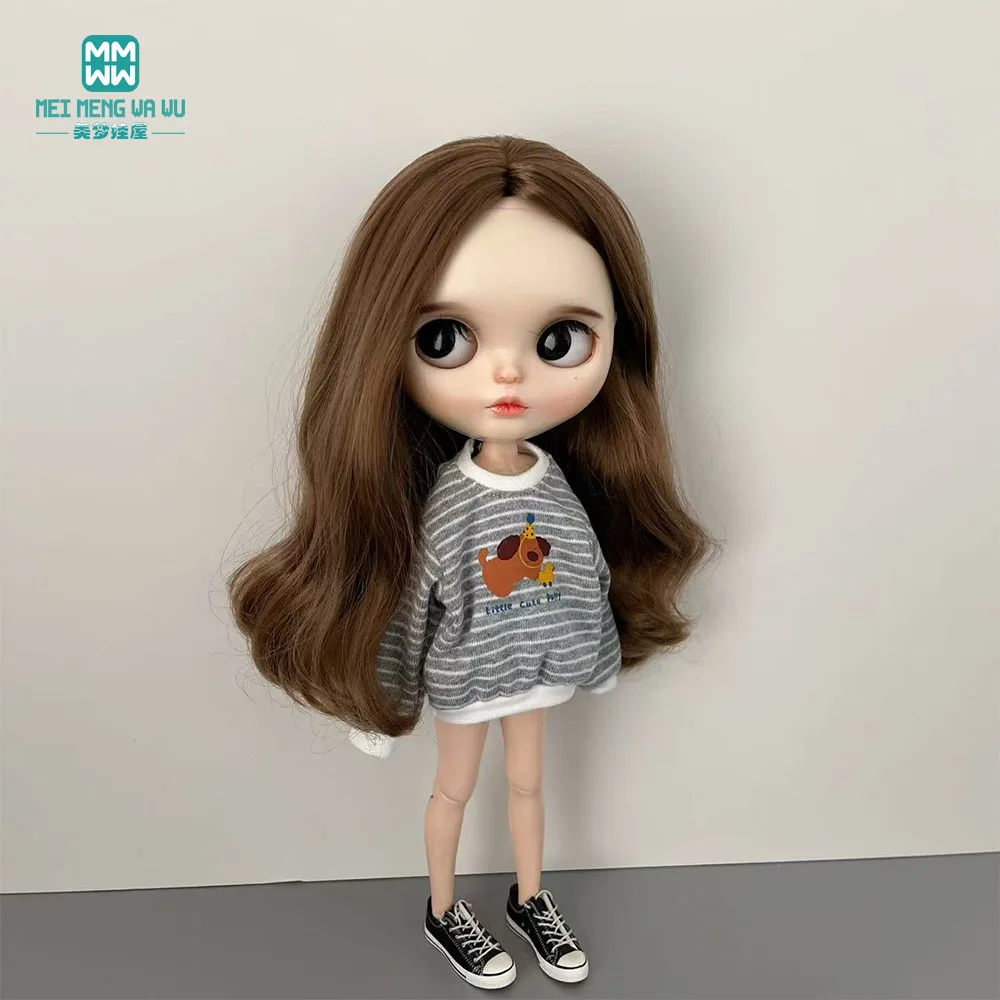 28cm Blyth 인형 옷 azon OB22 OB24 세련된 줄무늬 티셔츠 장난감 선물
