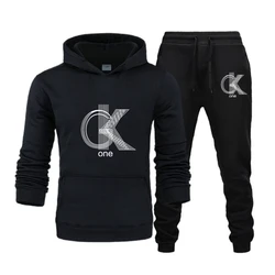 CK Plus-size Men Women's Fashion Print  Hoodies + Pants Set Casual Tracksuits Plus Size Sports Clothing Set moletom polerones