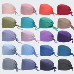 New Solid Color Stretch Scrub Caps Dental Clinic Nursing Hats Doctor Headwear Quick Dry Operating Room Caps with Buttons MSG-01