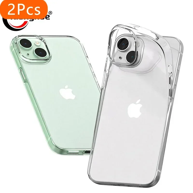 

2Pcs Transparent Silicone Soft Case For iPhone 15 14 Plus 13 12 Mini 11 Pro Max Clear Ultra Thin Back Cover 11 12 13 14 15 Pro M
