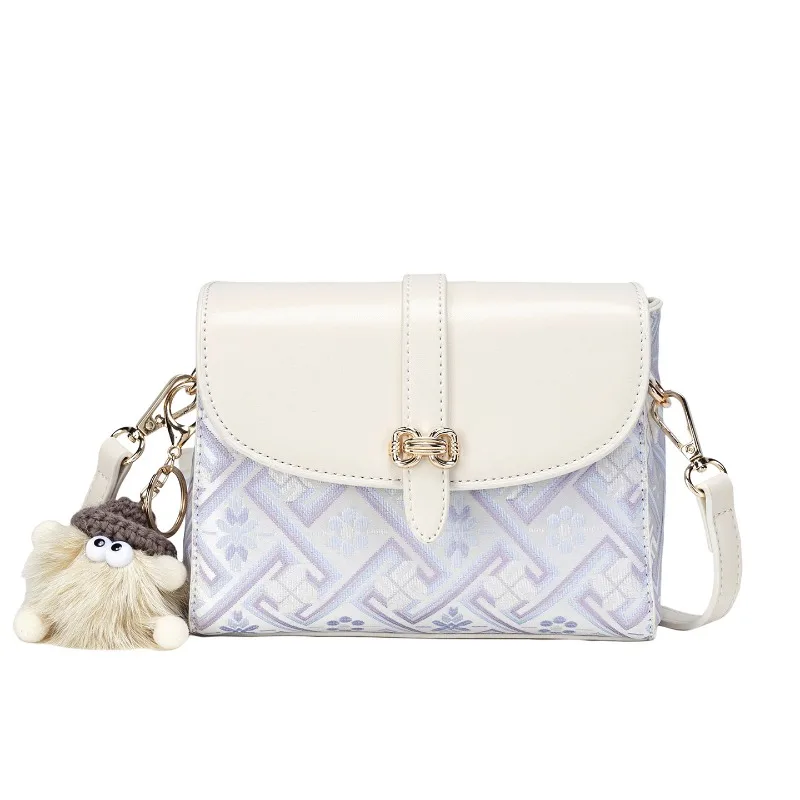 Summer New Women Flip Flap Bag Oriental Style Niche Design Premium Texture Shoulder Crossbody Mini Square