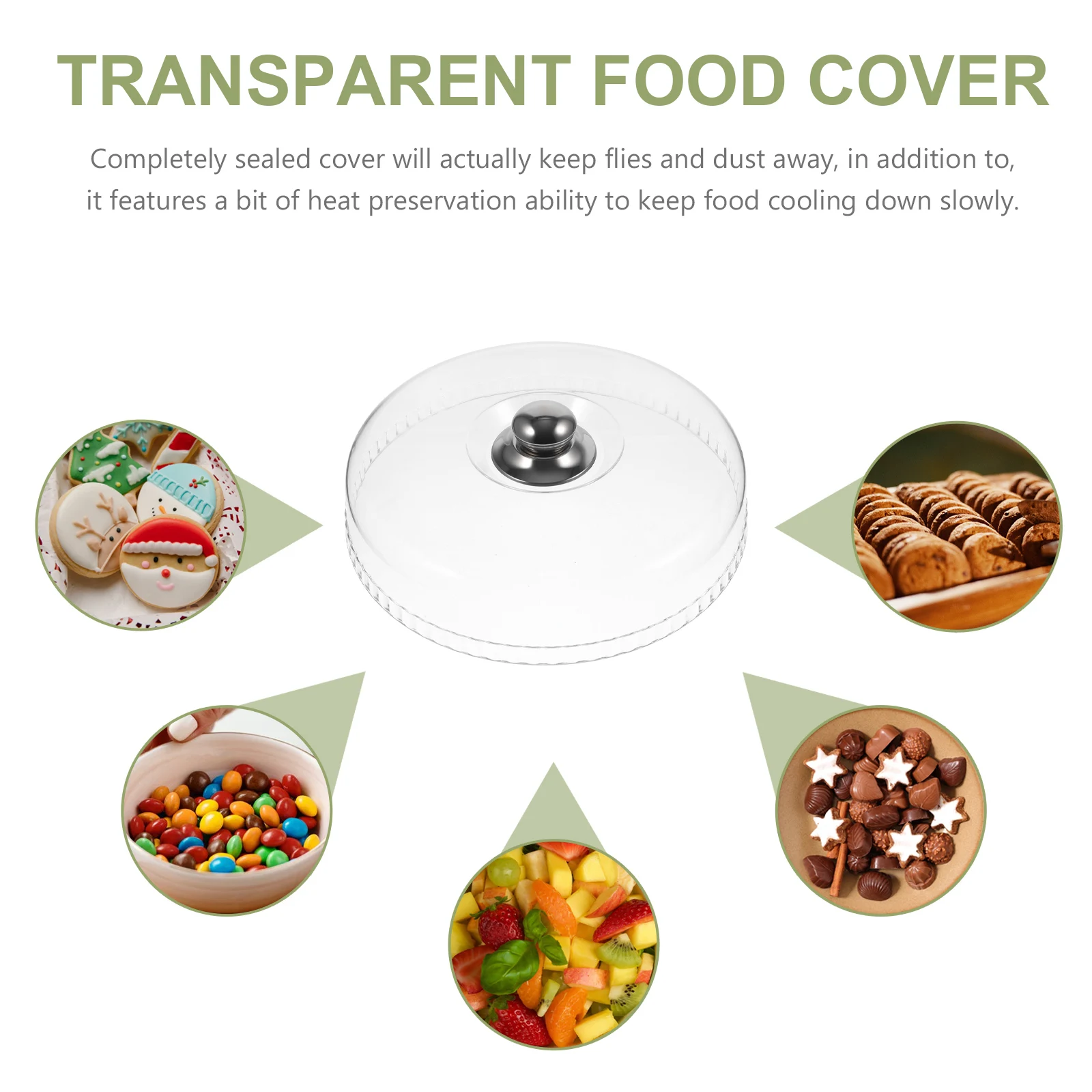 

Clear Thick Plastic Cake Dome Food Cover Protective Transparent Lid for Home Buffet Party Kitchen Food Fresh Preservation Cover