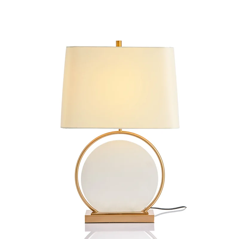 New Chinese marble living room  warm bedroom bedside table table lamp club model room decorative lamp study table lamp