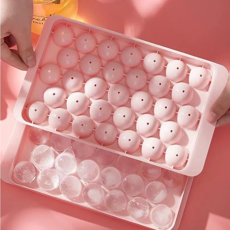 33 Grid Reusable Ice Cube Tray With Lid Diamond Round Ice Cube Mold Ball Ice Cube Maker DIY Ice Cream Kitchen Accessories