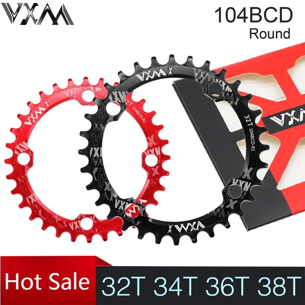 VXM-MTB Bicycle Round Sprocket, 104BCD, 32T, 34T, 36T, 38T, Star Ring, MTB, Ultra Light, Narrow Width, oval BIKE Accessories