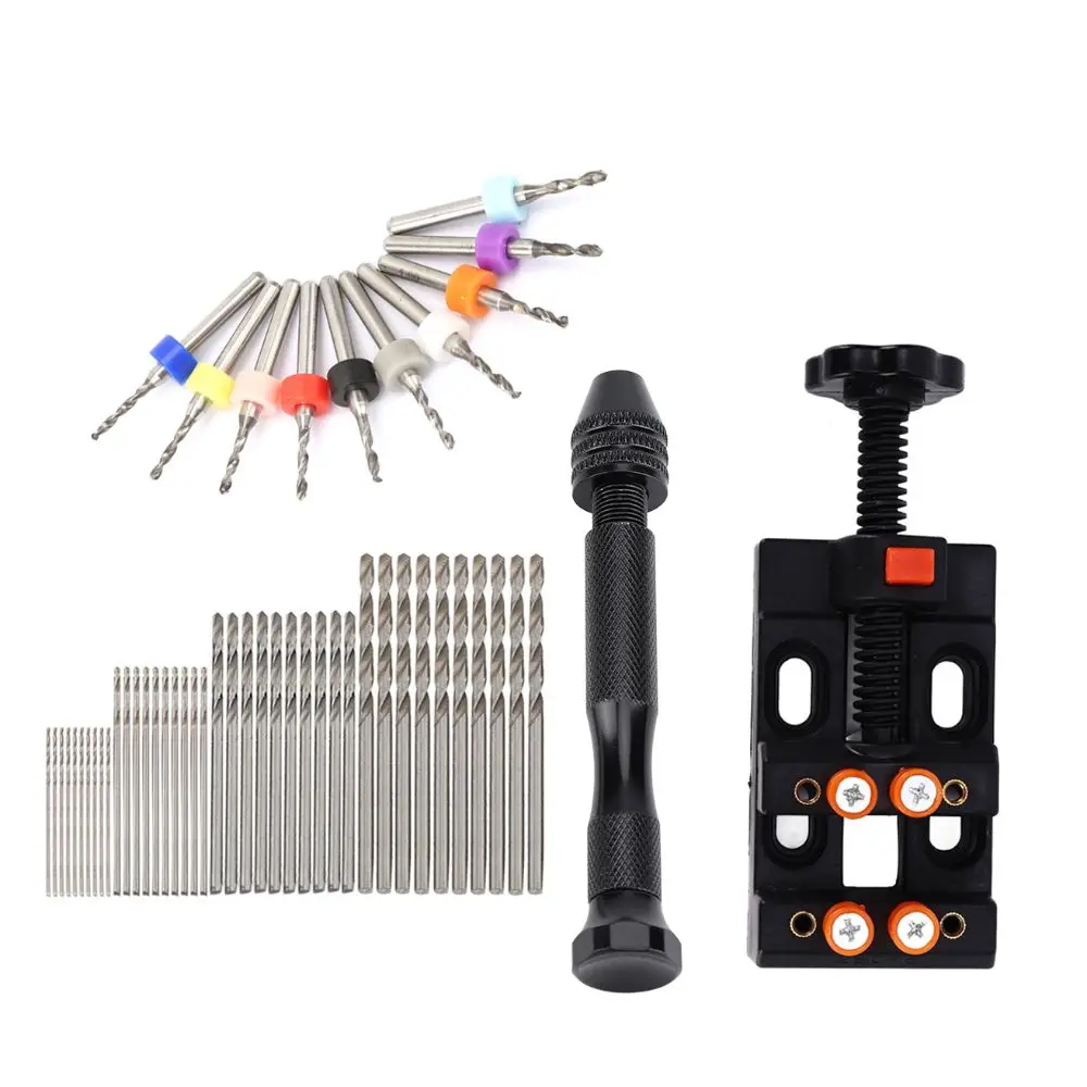 

60 Pcs HSS Pin Vise Hand Drill Set Mini Twist Mini Hand Drill Set 0.3-1.2mm Pin Vise Drill Bit
