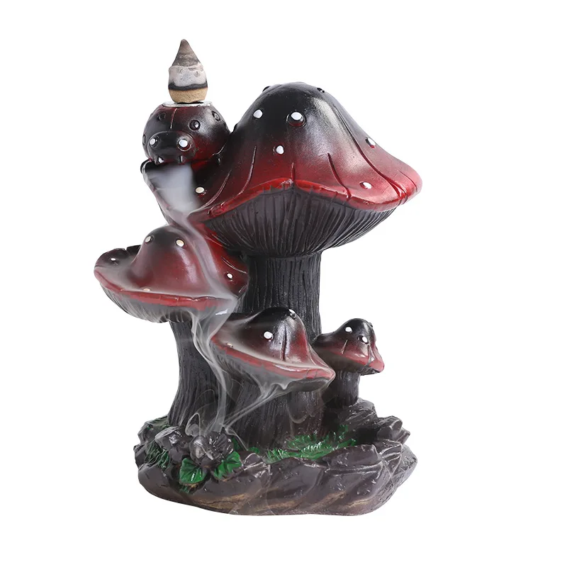 Resin Backflow Incense Burner Home Decoration, Creative Mushroom European Alpine Backflow Incense Burner