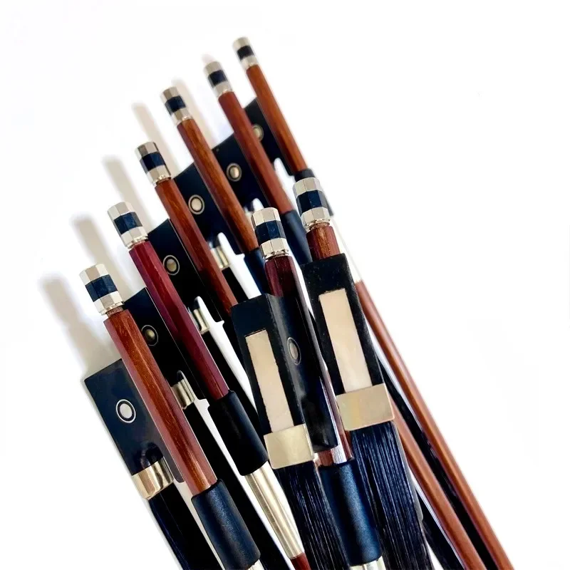 Advanced Brazilwood student 10pcs wholesale bow 4/4,3/4,1/2 useful violin bow Fiddle Bow,ebony frog,black horesehair horsetail