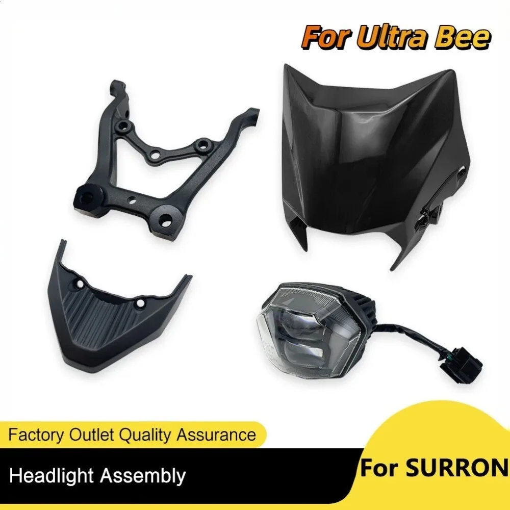 Conjunto de Faro Delantero para Motocicleta Ultra Bee, Bombilla LED para Bicicleta Eléctrica SURRON, Soporte para Faro, Cubierta