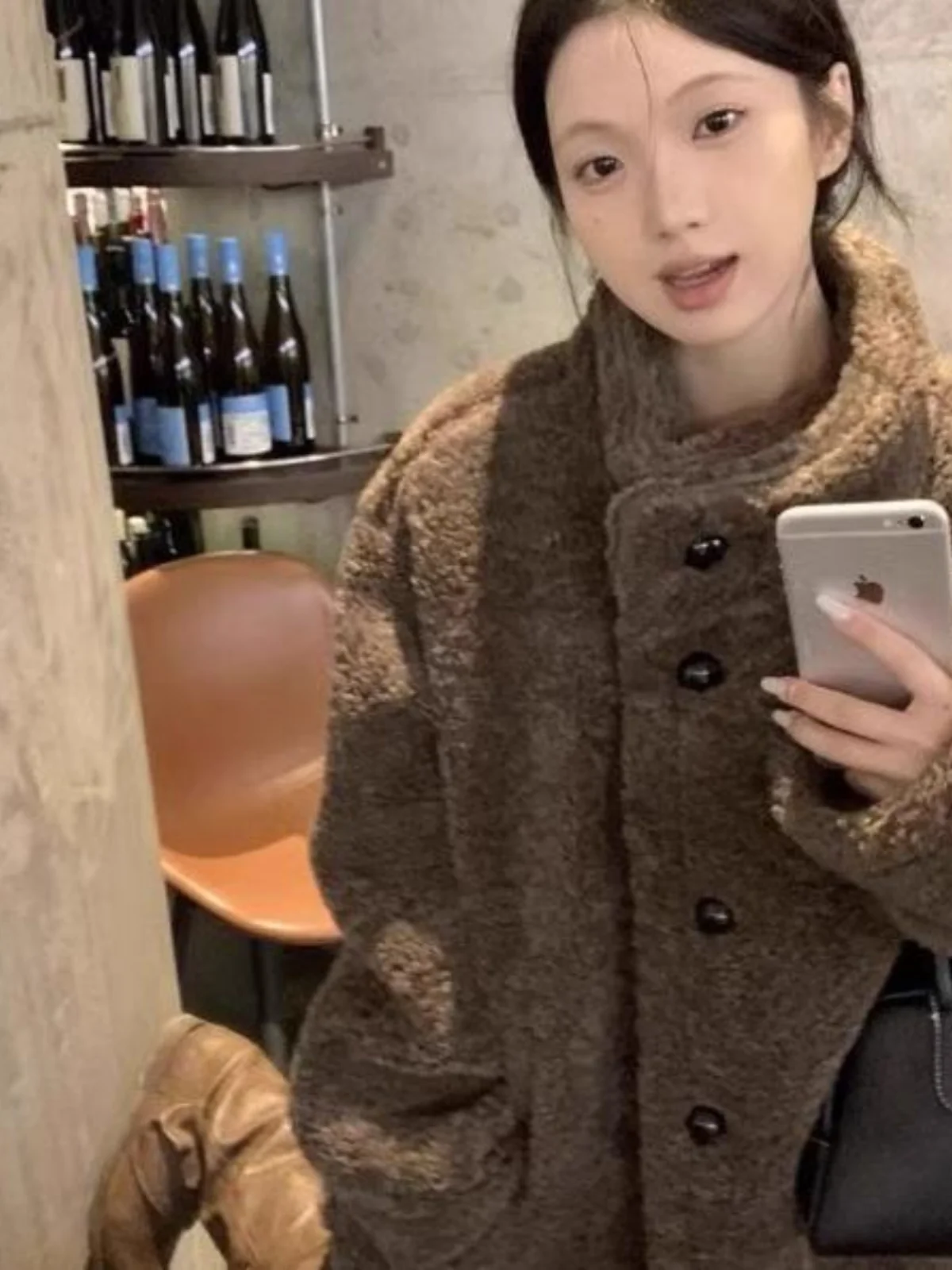 「MD」Retro Elegant Stand Collar Fur Integrated Outerwear Women Winter Loose Warm Mid-Length Fur Top