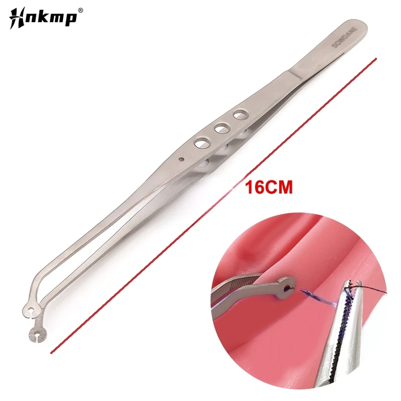 1Pcs Dental Surgical Suture Tweezer Tip With Hole Operation Stitching Tweezer Suture Corn Tweezers Dressing Forceps Serrated Tip