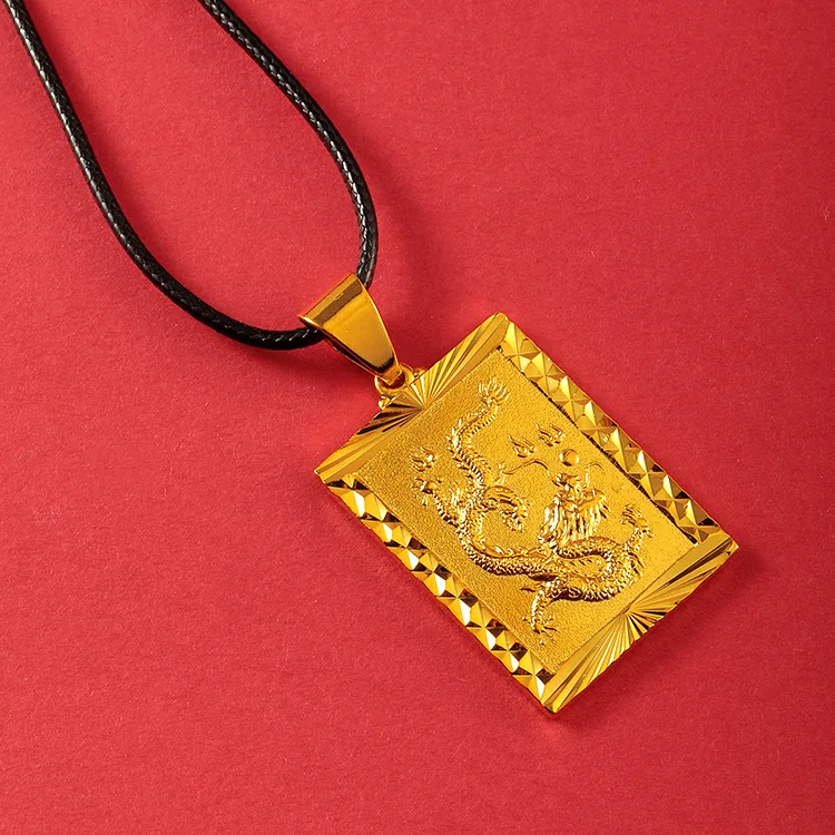 Couple Style Flying Dragon Brand Pendant For Men & Women 24K Gold AU999 | Wear in pairs, dragon and phoenix bring prosperity