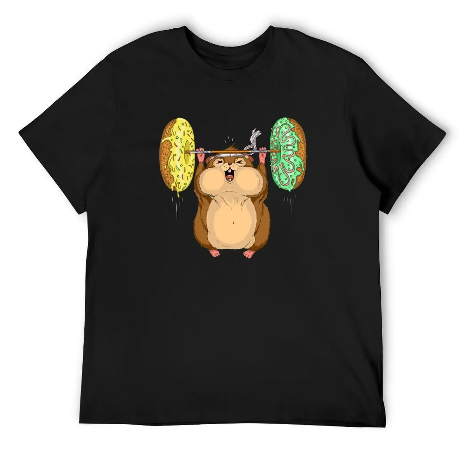 Hamster Lifting Donuts T-Shirt aesthetic clothes summer clothes designer shirts anime figures men t shirt