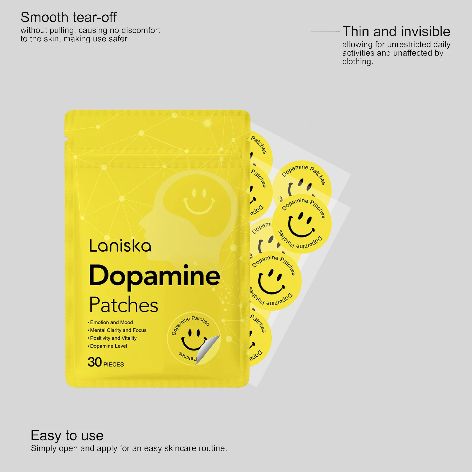 30 Stück Dopamin-Pflaster Vitalitäts-Boost Sofortige Stimmungs- & Konzentrationsverbesserung Konzentrationshilfe Wellness Körperpflege-Pflaster – Detail 7