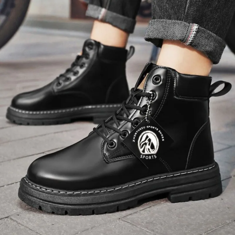 

Men's Boots Quality Selection High-top Boots Men Solid Color Chelsea Short Boot Retro British Tooling Boots Leather Boots Hombre