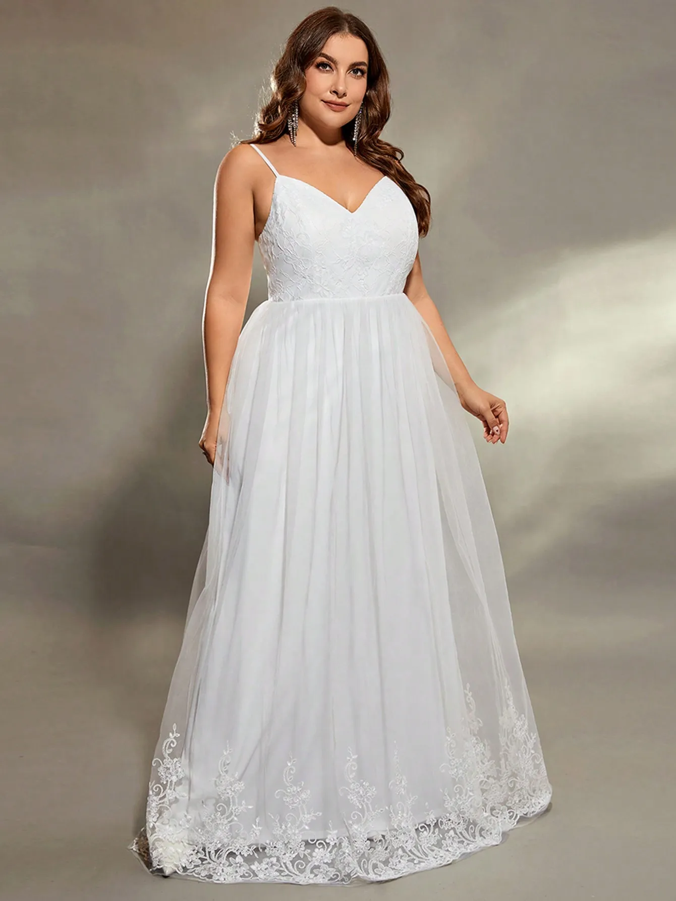 Mgiacy plus size Halter Sweetheart collar Lace patchwork mesh embroidery Floral Wedding Dress A full Skirt Evening gown