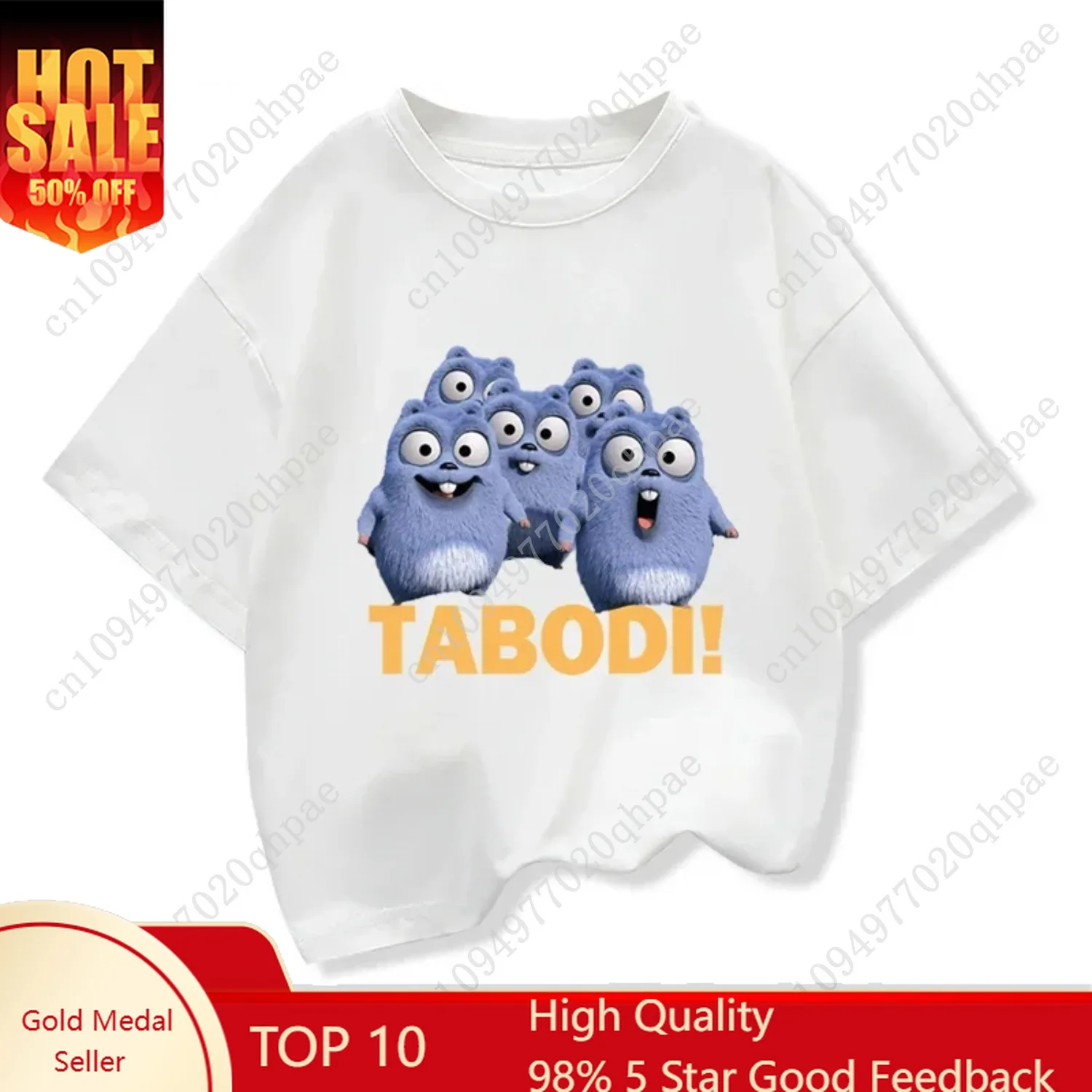

Male and Female Babies Grizzy and The Lemmings Tabodi Pattern Short Sleeve Casual Comfortable T-shirt Top