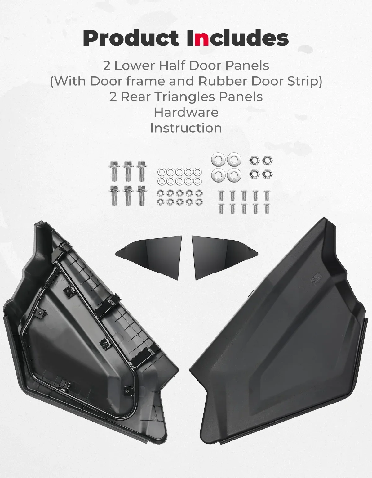 KEMIMOTO UTV Plastic & Metal Lower Half Door Panels Insert 5BY#-807000-1000 for CFMOTO ZForce 950 1000 Sport HO EX 2020-2024