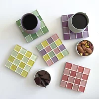 Colorful Mosaic Glass Tile Beverage Coasters Vibrant Home Decor Gift for Office Desk, Bar, and Drink Cup 2