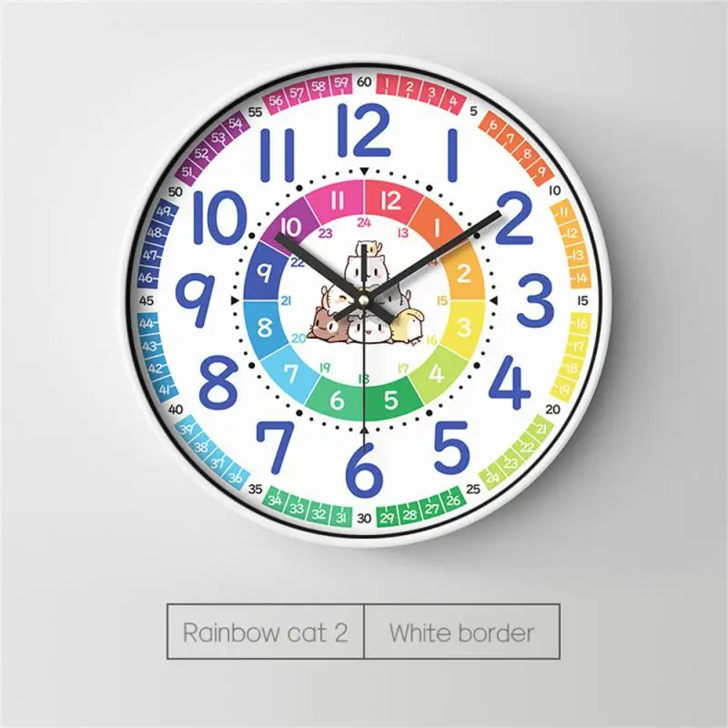 New Round Wall Clock 8 Inch Modern Design Silent Timepieces For Kids Sitting Room Bedroom Learning Clocks Decoration Accessories