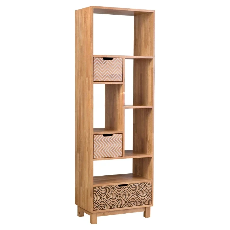 Nordic Combination Storage Hallway Wine Cabinet Solid Wood Display Module Multifunctional Storage Bookshelf