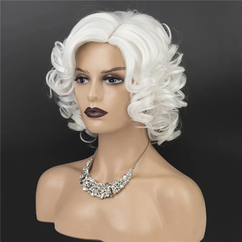MSIWIGS damska falista krótka biała blondynka codzienna peruka American African syntetyczny czarny brązowy sztuczne włosy dla kobiet Cosplay peruki