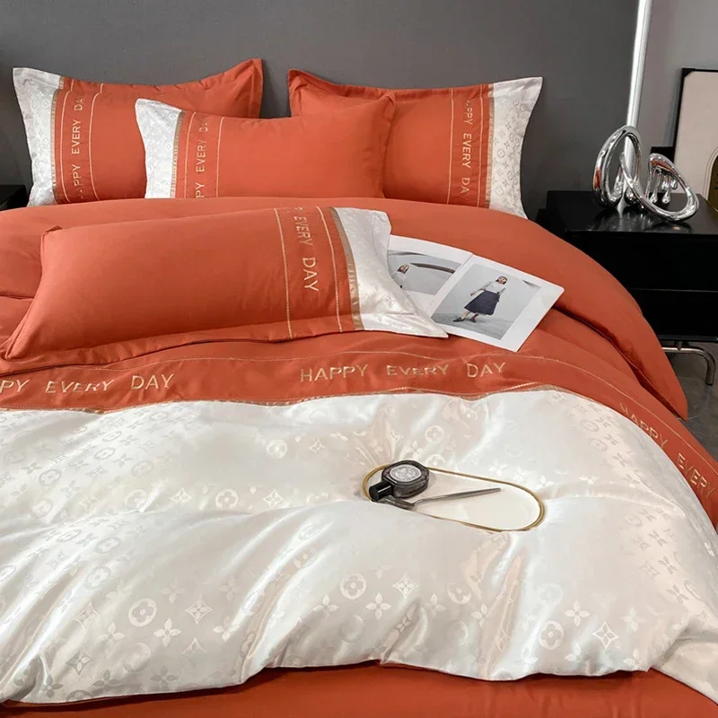 

Thickened Quilt Cover Bedding Set Luxury Embroidered Home Bed Linen Set Jacquard Duvet Cover Pillowcases 3/4 Pieces Set