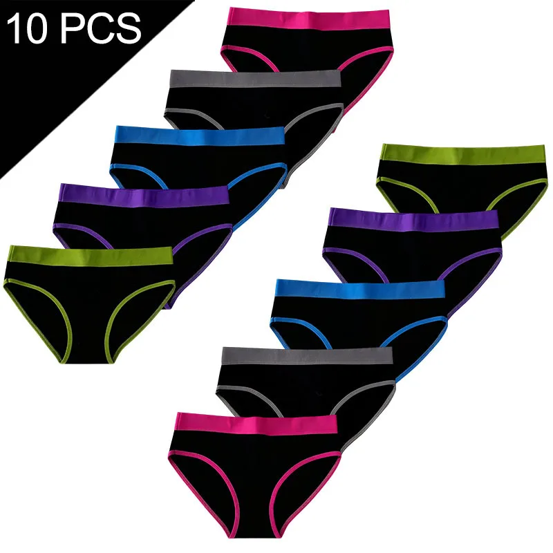 10 Pcs/Lot Breathable Cotton Adolescent Girls Panties Comfortable Solid Design Briefs Youthful Underwear for Puberty Girls