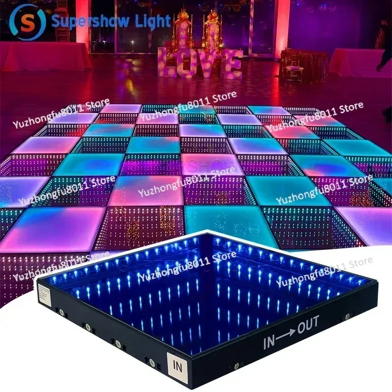 3d Infinity Mirror Led Dance Floor Tiles Glass Panel Dmx Night Club Rgb Light Up Led Dance Floor Magnetic for Wedding