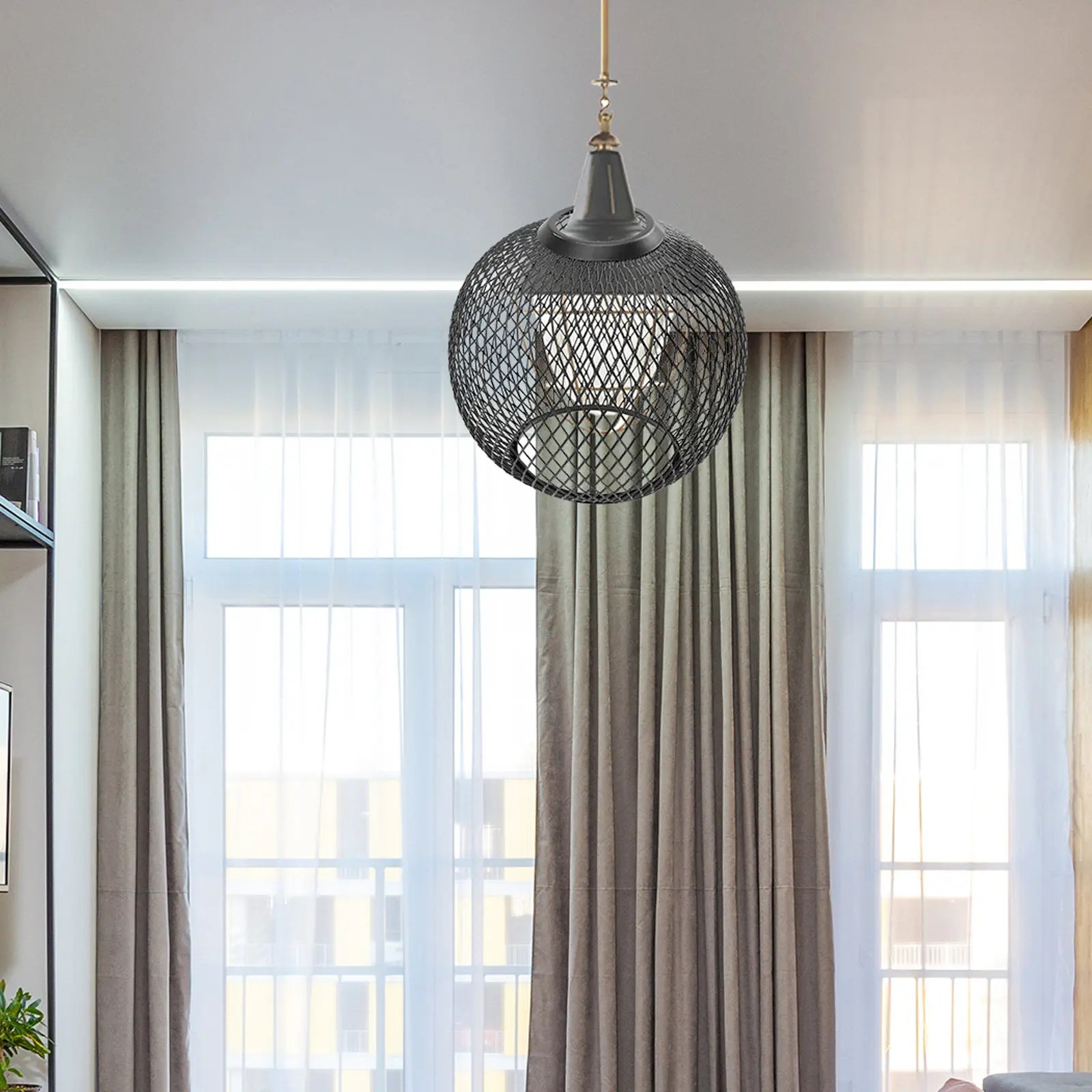 

Современный черный сетчатый сферический абажур для дома, железный полый светильник, декоративное освещение для спальни, создающее теплую атмосферу
