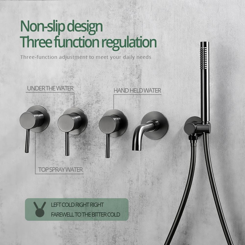 Imagem -03 - Teto Braço Banheiro Mixer Grupo Chuva de Chuveiro Maneiras Banho Torneira com Bico Gunmetal 812 150 21